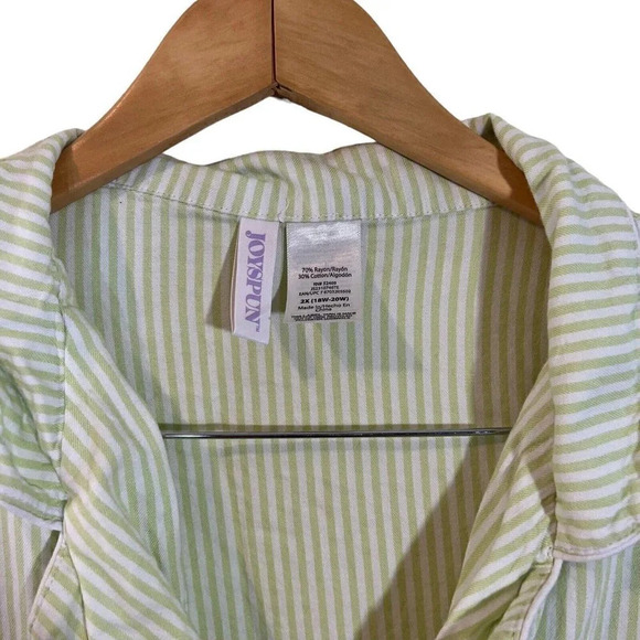 Joyspun Striped Pajama Top Plus Size 2X Front Pocket Short Sleeves Multicolor - Picture 5 of 5